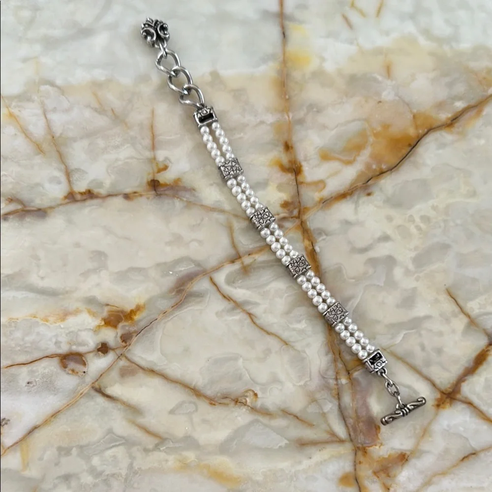 Brighton Silver and White Pearl Bracelet